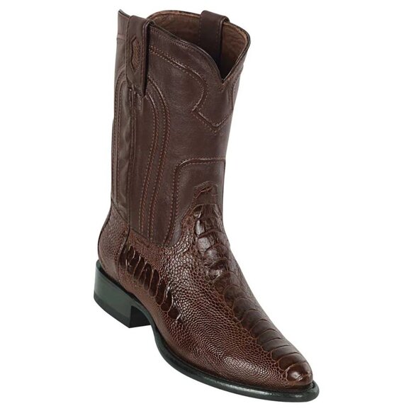 Los Altos Men's Original Ostrich Leg Brown Roper Toe Boots - Picture 1 of 1